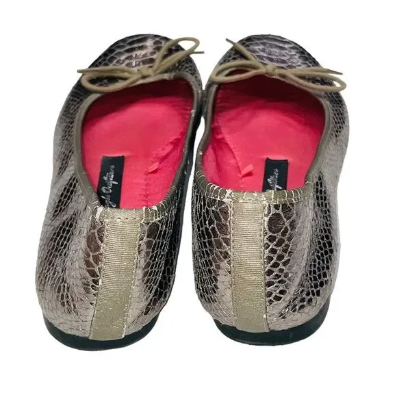 AE Silver Metallic Snakeskin Ballet Flats, Size 8 - Picture 9 of 11